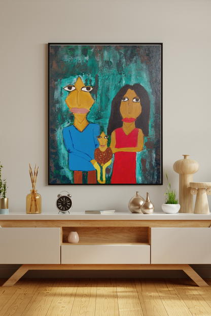 Family Picture — original acrylic painting on canvas by Kavya Shrivastava, 24 x 18 inches