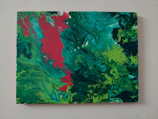 Shades of Red — original fluid art painting on canvas by Rashmi Shrivasatava, 16 x 12 inches