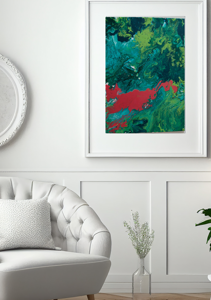 Shade of Red — original fluid acrylic painting on canvas by Rashmi Shrivastava, 16 x 12 inches