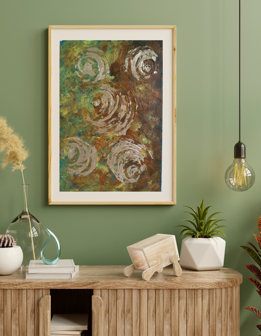 Golden Rainy Days — original texture acrylic painting on canvas by Kavya Shrivastava, 14x18 inches