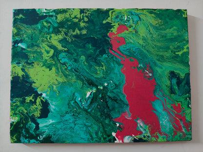 Shade of Red — further detail view of the fluid acrylic painting