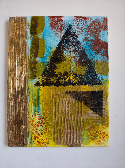 The Chaos — texture and acrylic painting on canvas by Kavya Shrivasatava, 18 x 14 inches